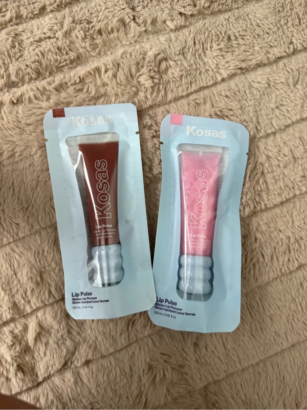 Kosas Lip Pulse Lip Gloss Duo — Brown and Pink